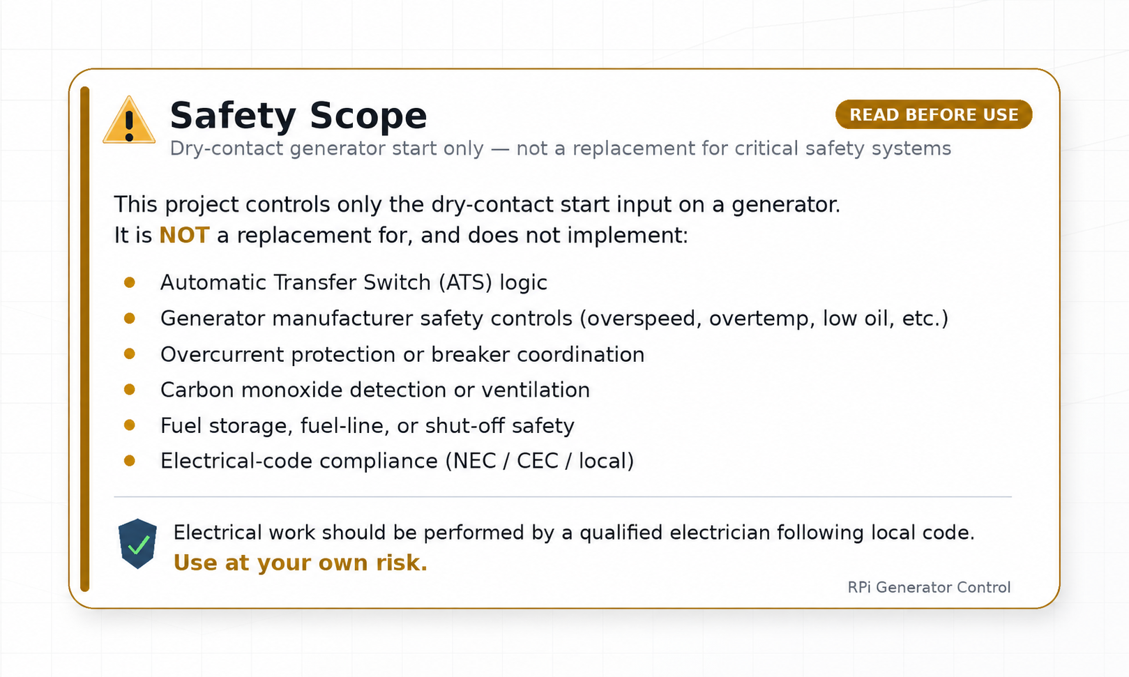Safety scope warning