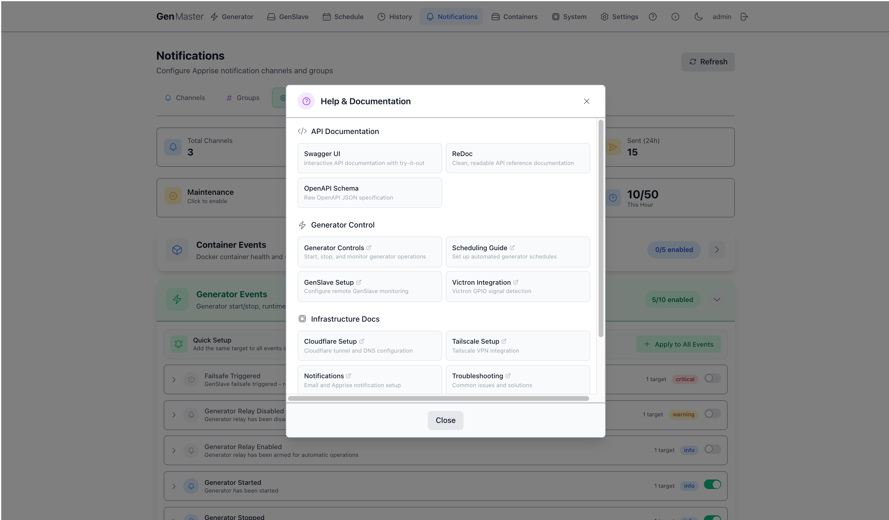 Help & Documentation dialog