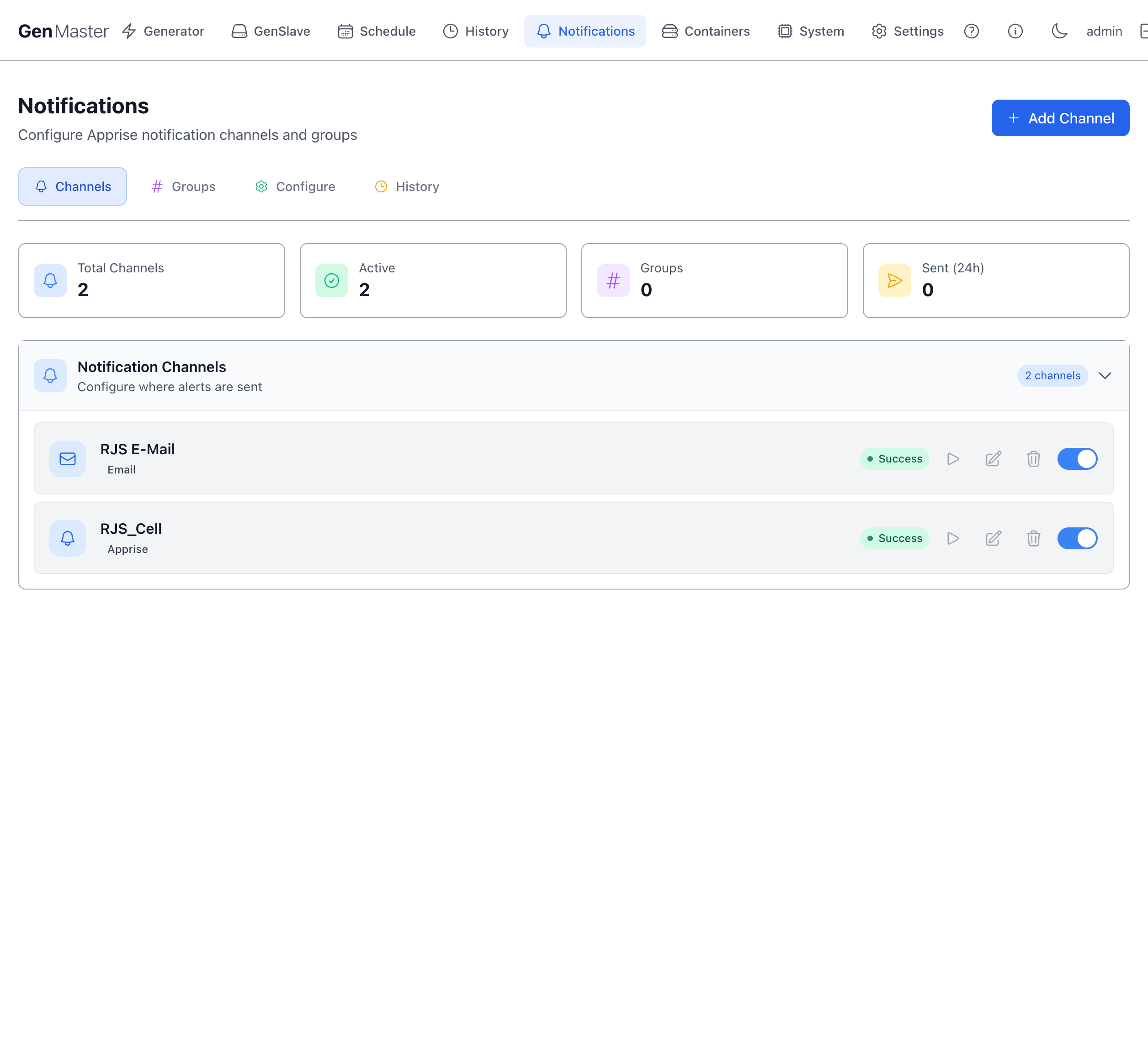 Notification Channels — expanded list