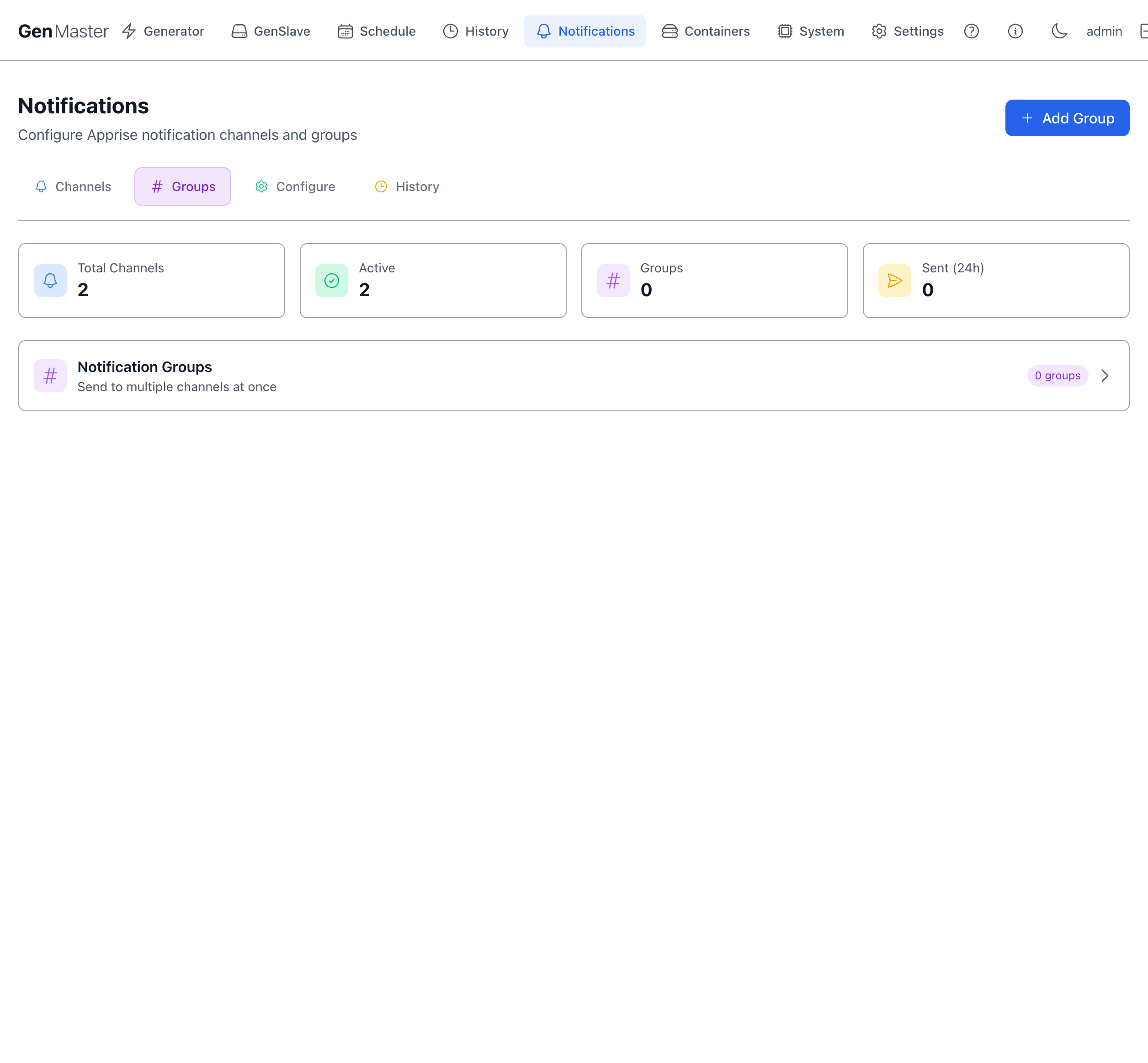 Notifications — Groups tab