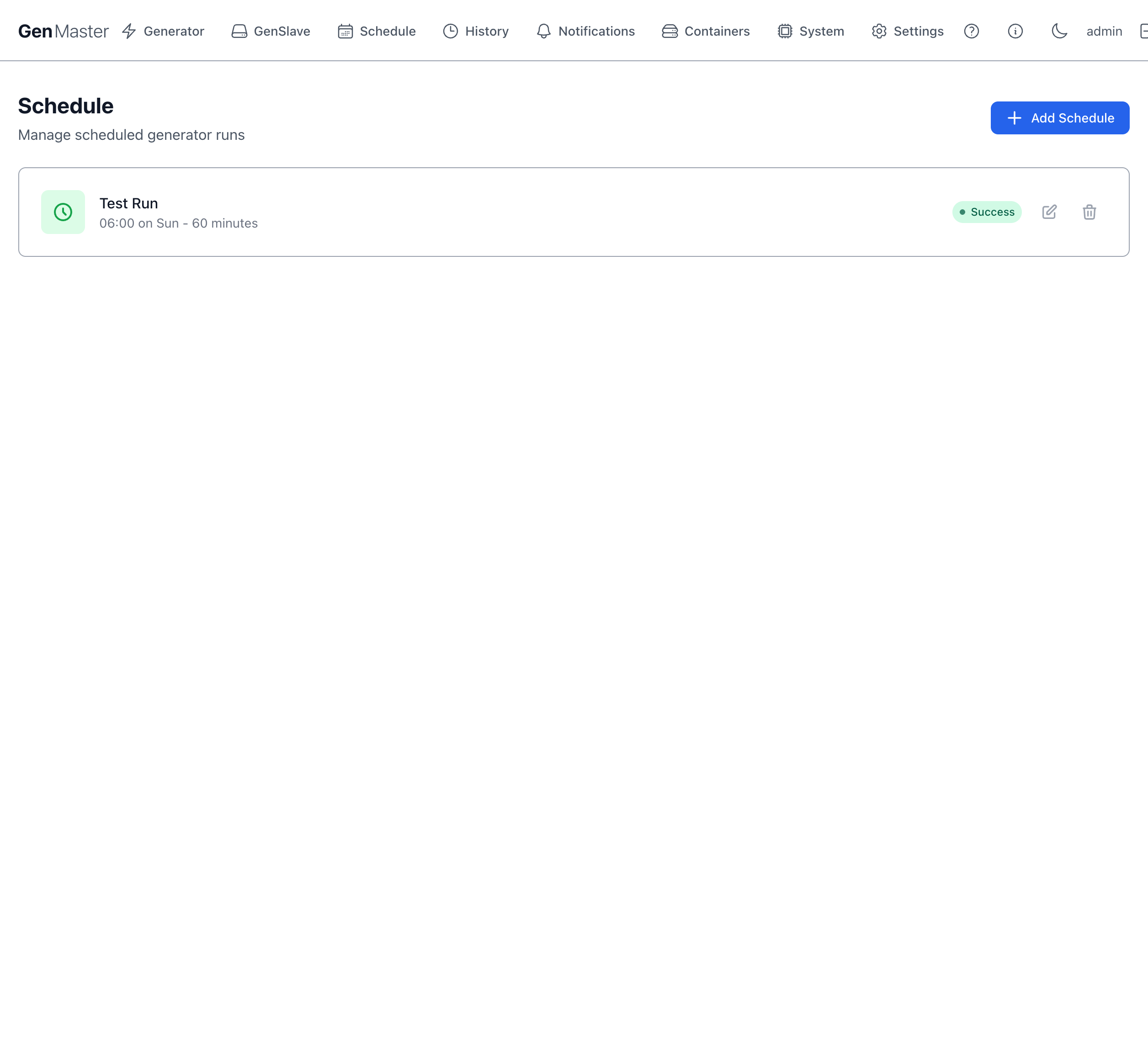 Schedule page overview